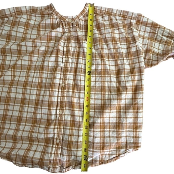 Free Assembly Brown White Plaid Long Sleeve Button Down • Used • Size: Large - Picture 3 of 7
